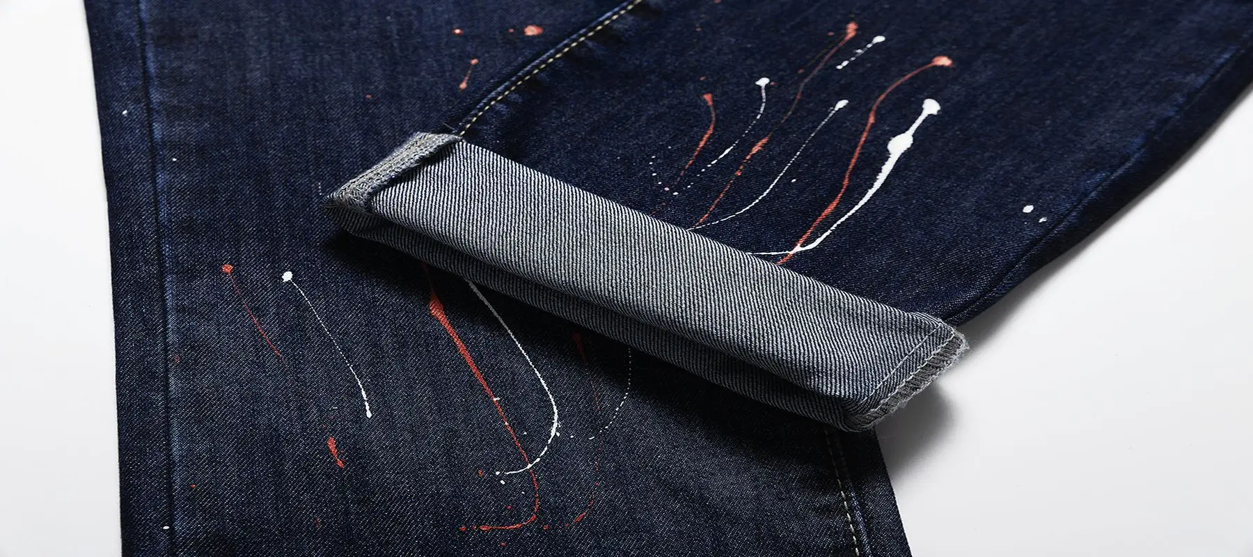 Dark Blue Spray Painted Hip Hop Jeans for Men — feature 13