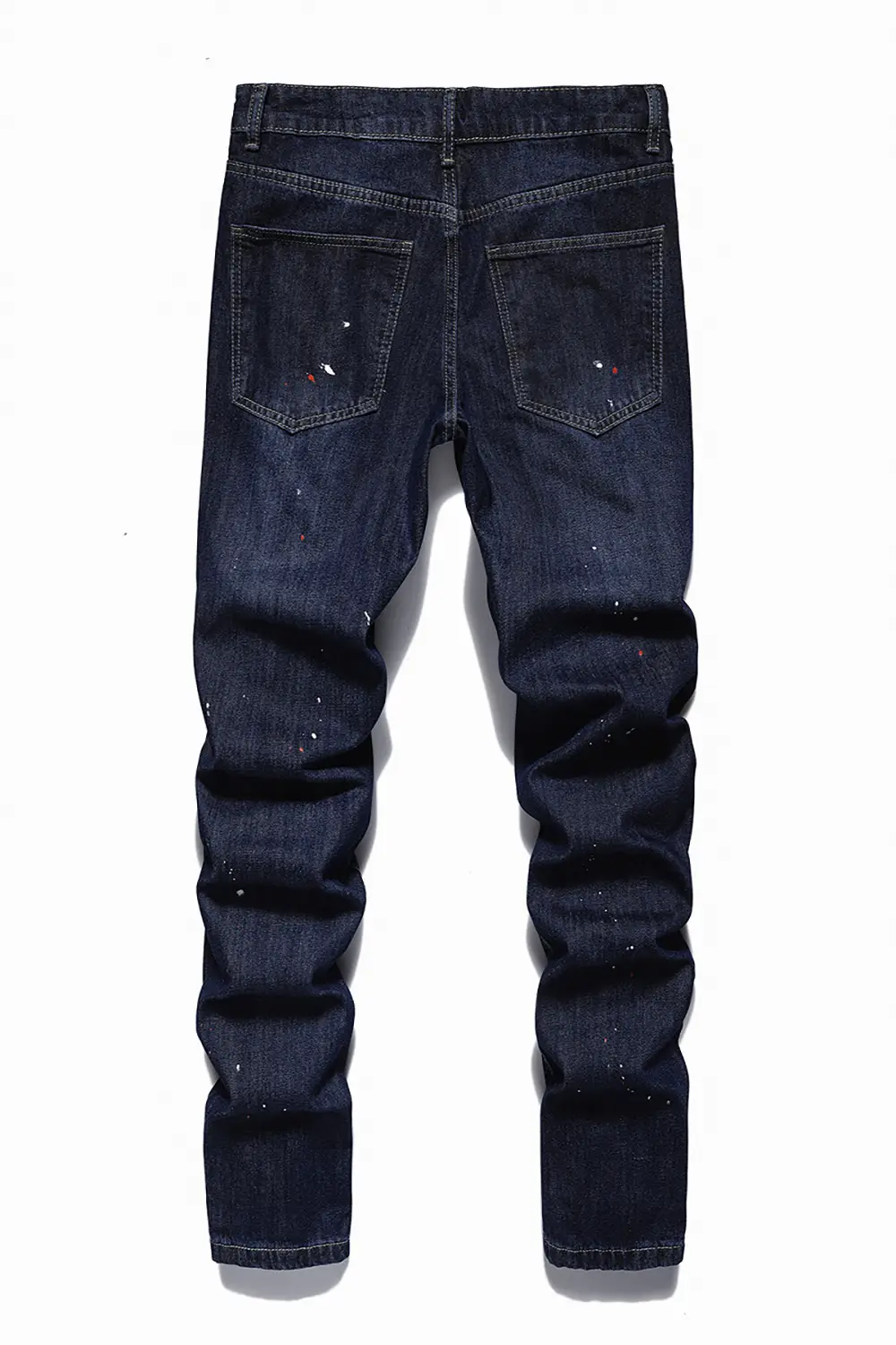 Dark Blue Spray Painted Hip Hop Jeans for Men — feature 15