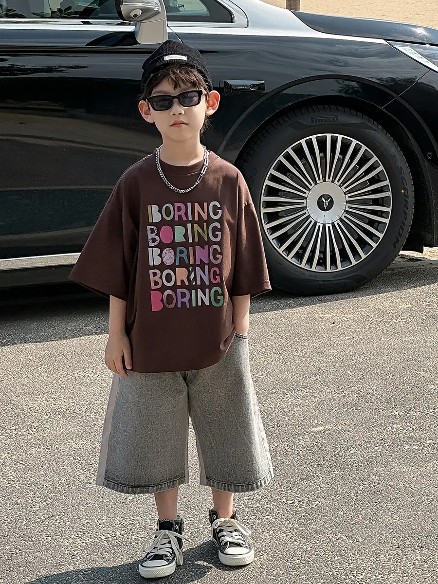 Boys K-Style 2025 Summer T-Shirt Denim Pants Set — feature 19