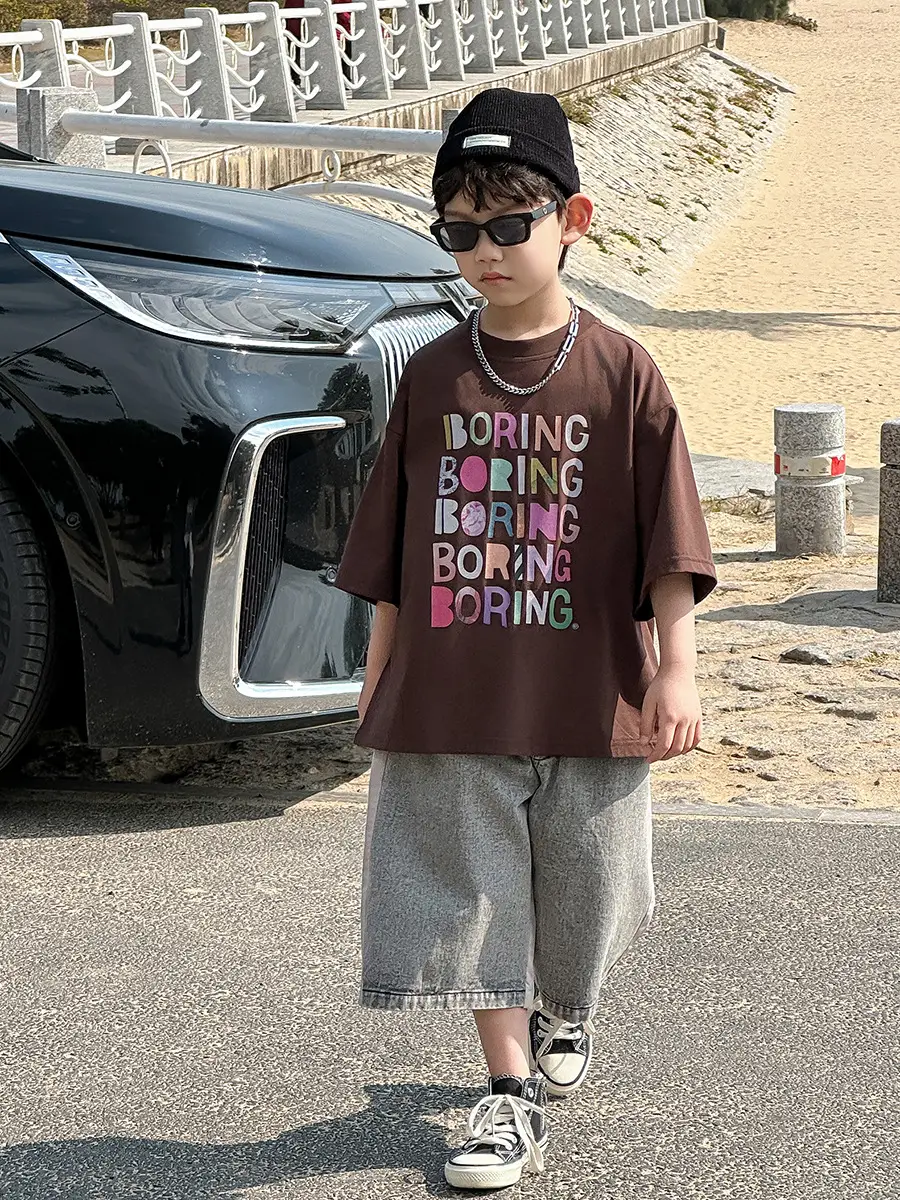 Boys K-Style 2025 Summer T-Shirt Denim Pants Set — feature 20