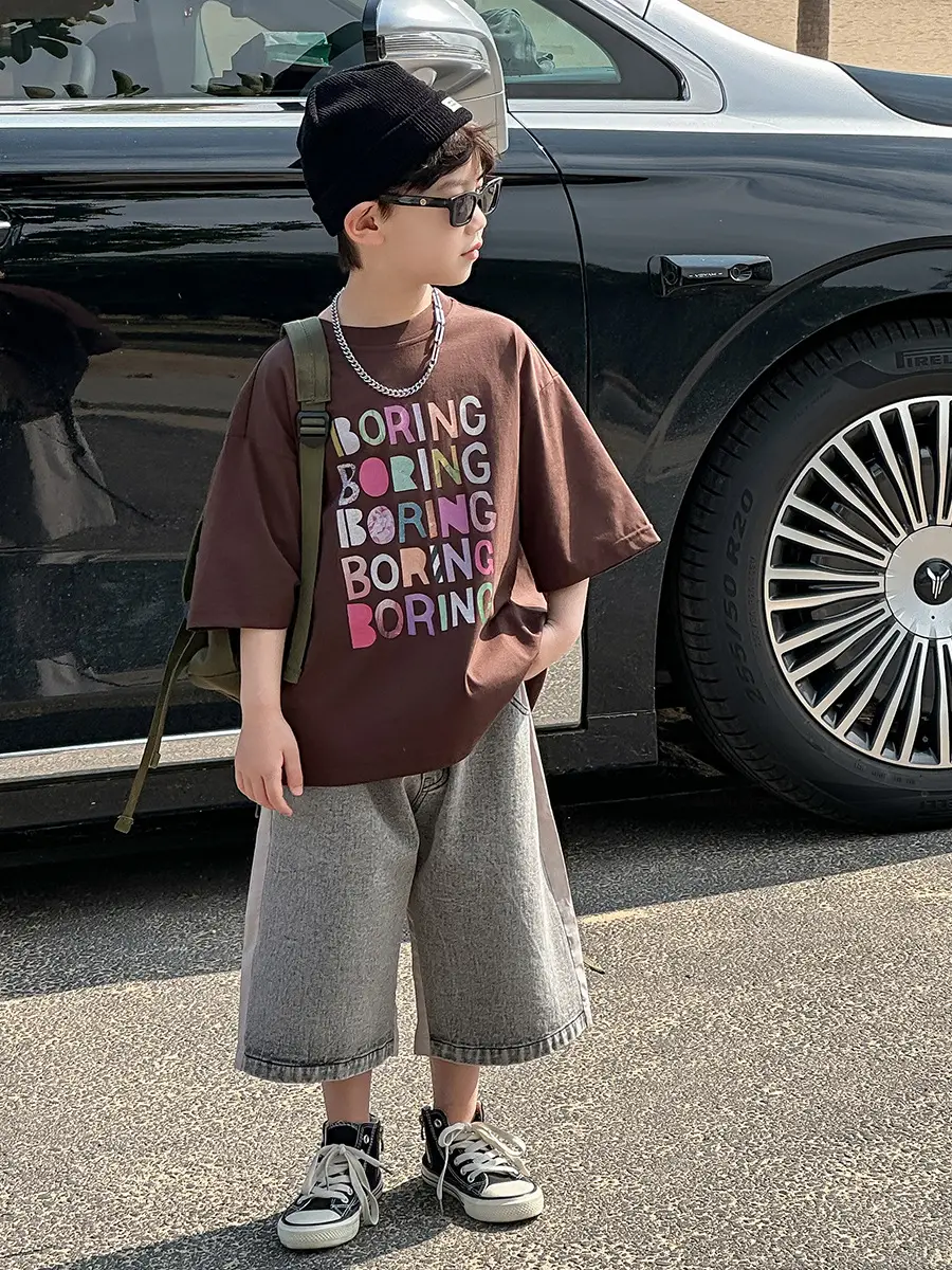 Boys K-Style 2025 Summer T-Shirt Denim Pants Set — feature 25