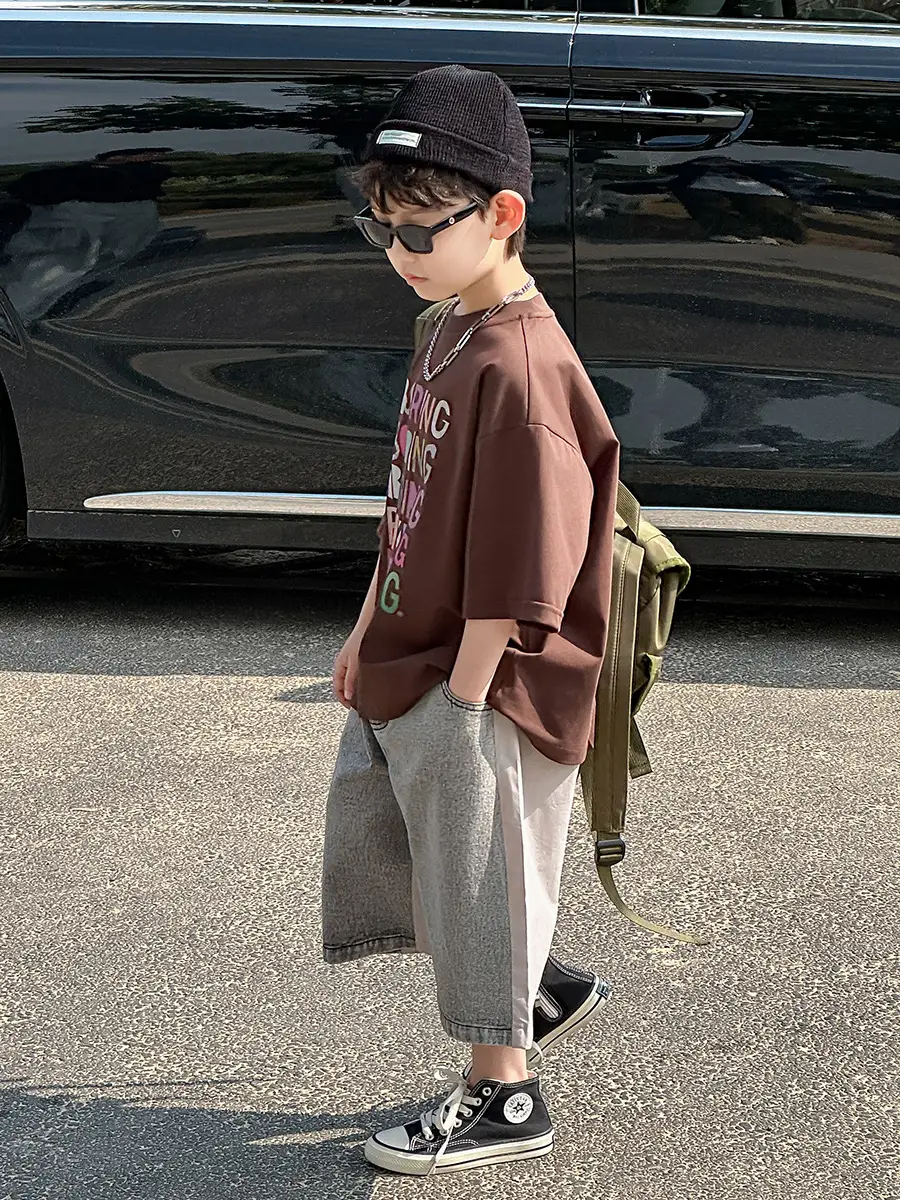 Boys K-Style 2025 Summer T-Shirt Denim Pants Set — feature 29