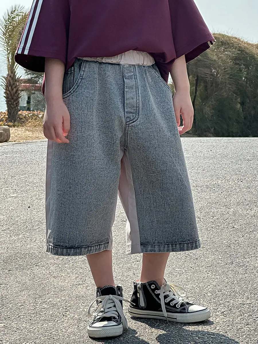 Boys K-Style 2025 Summer T-Shirt Denim Pants Set — feature 9