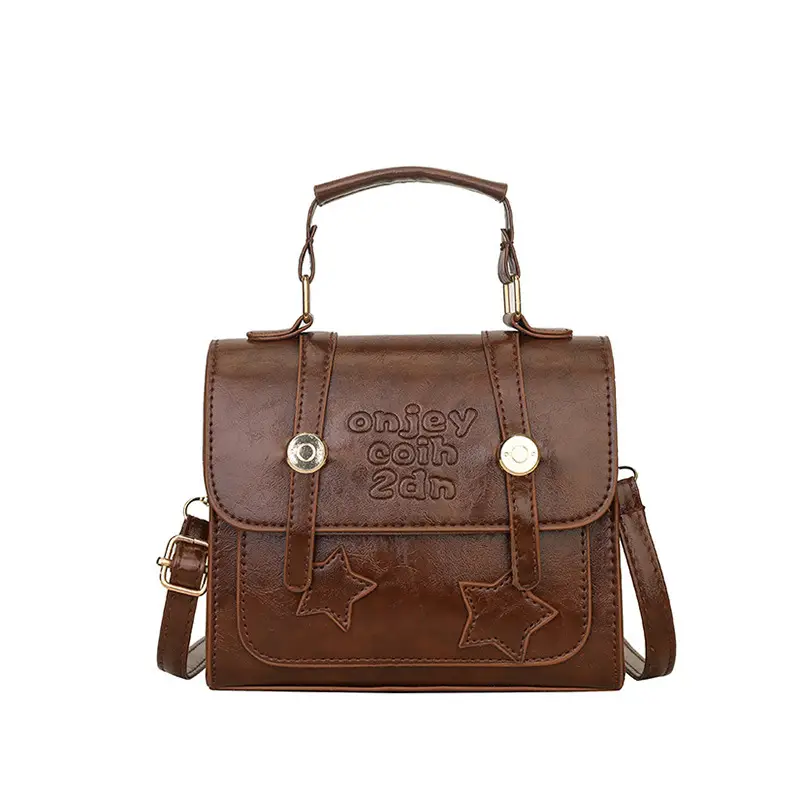 Retro Brown Cross Stitch Shoulder Bag for Women - Image 9