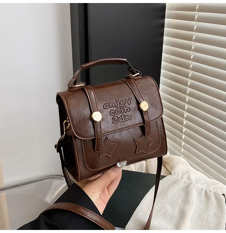 Retro Brown Cross Stitch Shoulder Bag for Women — feature 24