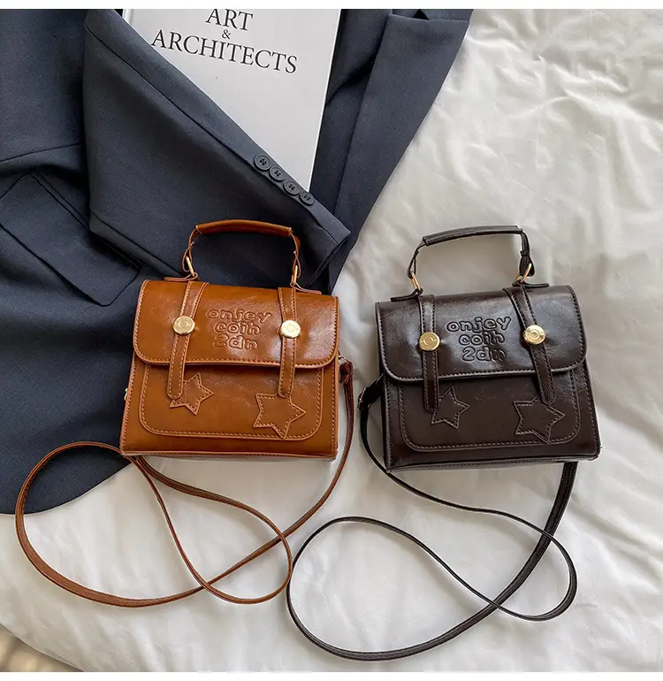 Retro Brown Cross Stitch Shoulder Bag for Women — feature 31