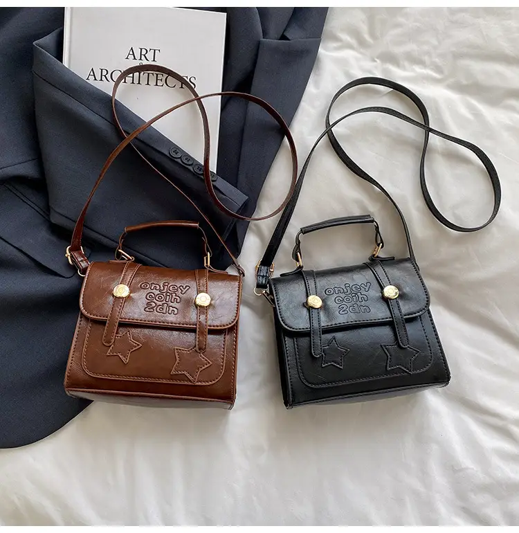 Retro Brown Cross Stitch Shoulder Bag for Women — feature 32