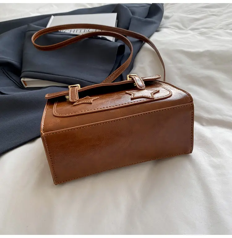 Retro Brown Cross Stitch Shoulder Bag for Women — feature 7