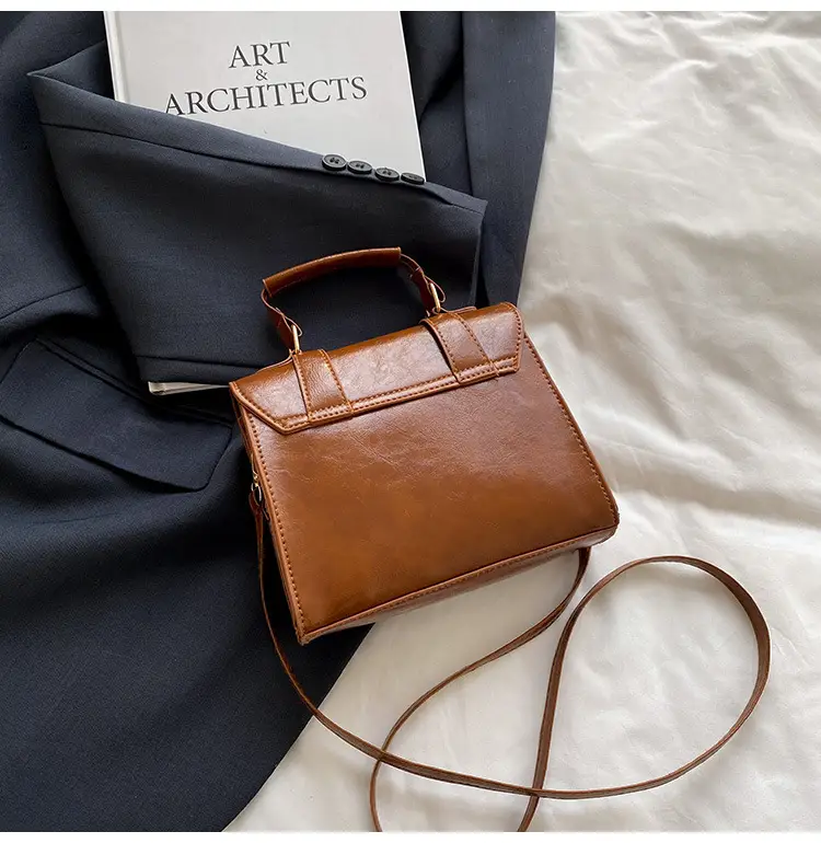 Retro Brown Cross Stitch Shoulder Bag for Women — feature 8