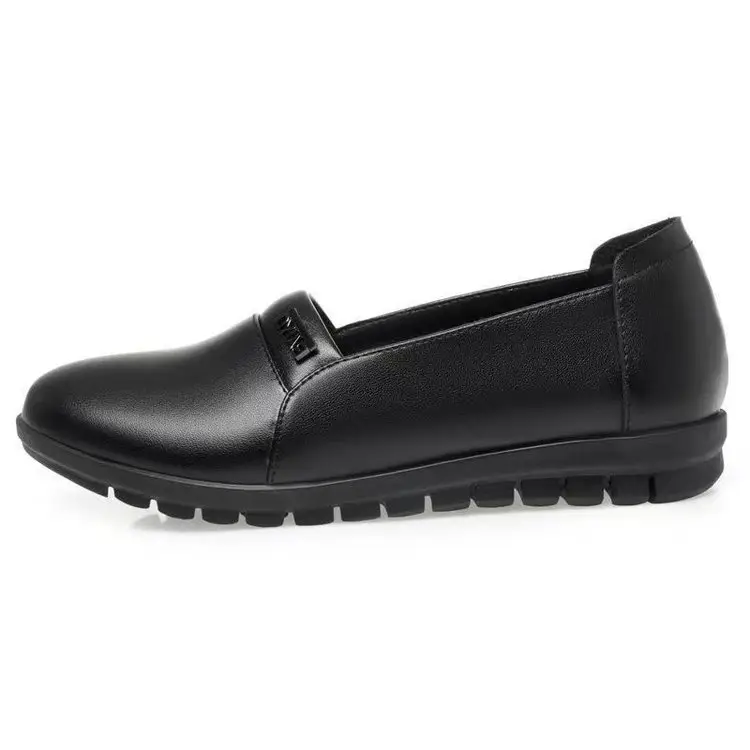 Women's Shoes Soft-soled Black Work Shoes Spring New Style Single-layer Shoes Middle-aged and Elderly Flat Non-slip Mother's Leather Shoes Women's Single-layer Shoes — feature 5