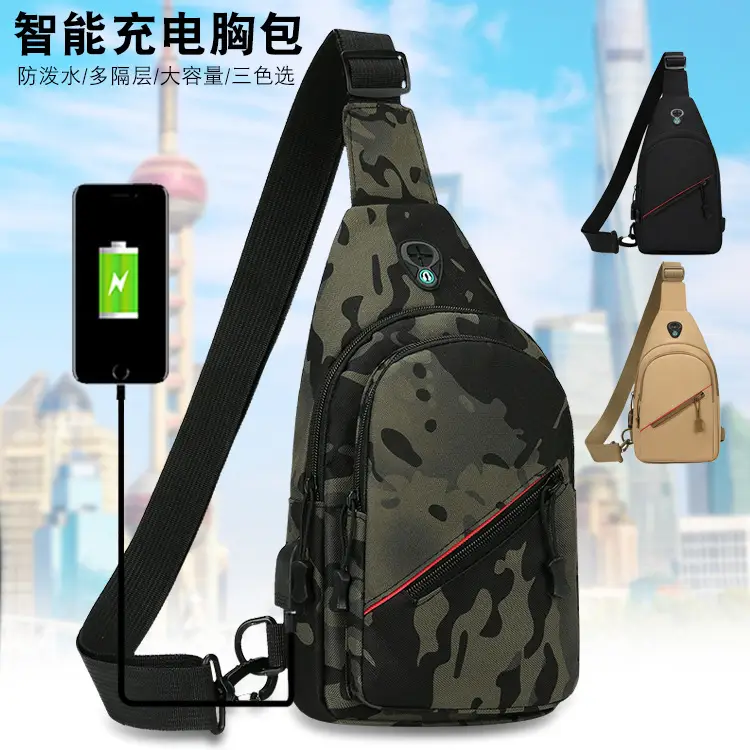 Men's Camo Multifunctional Crossbody Bag with Charging Port - Image 5