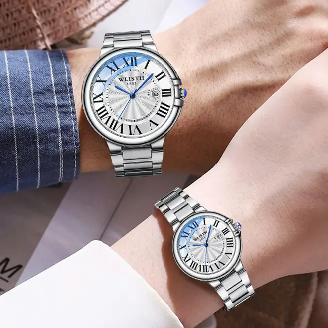 Volis Couple Steel Watch Set Waterproof Luminous Classic Men's Watch - Image 4