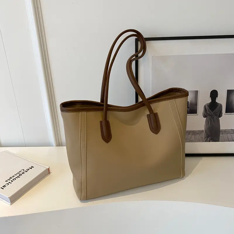 Women's Cream Leather Shoulder Bag with Keychain