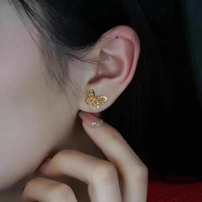 Golden Butterfly Bow Earrings for Women - Image 4