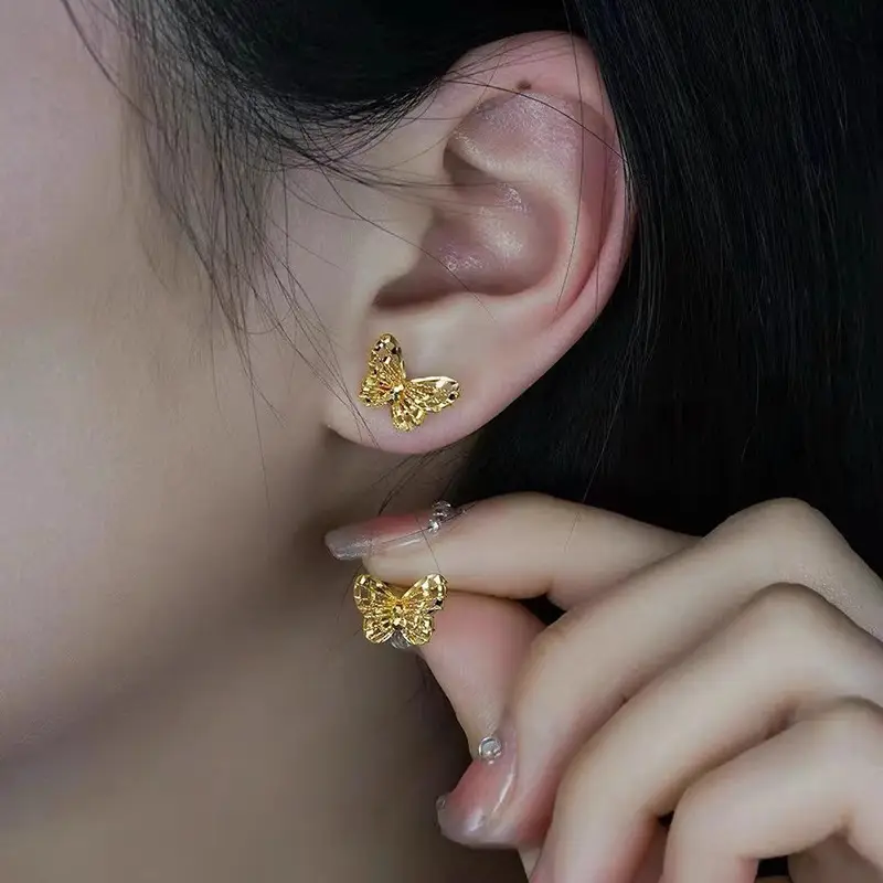 Golden Butterfly Bow Earrings for Women - Image 5