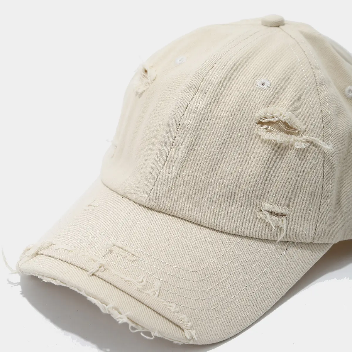 Men Women Distressed Cotton Baseball Cap Red — feature 29