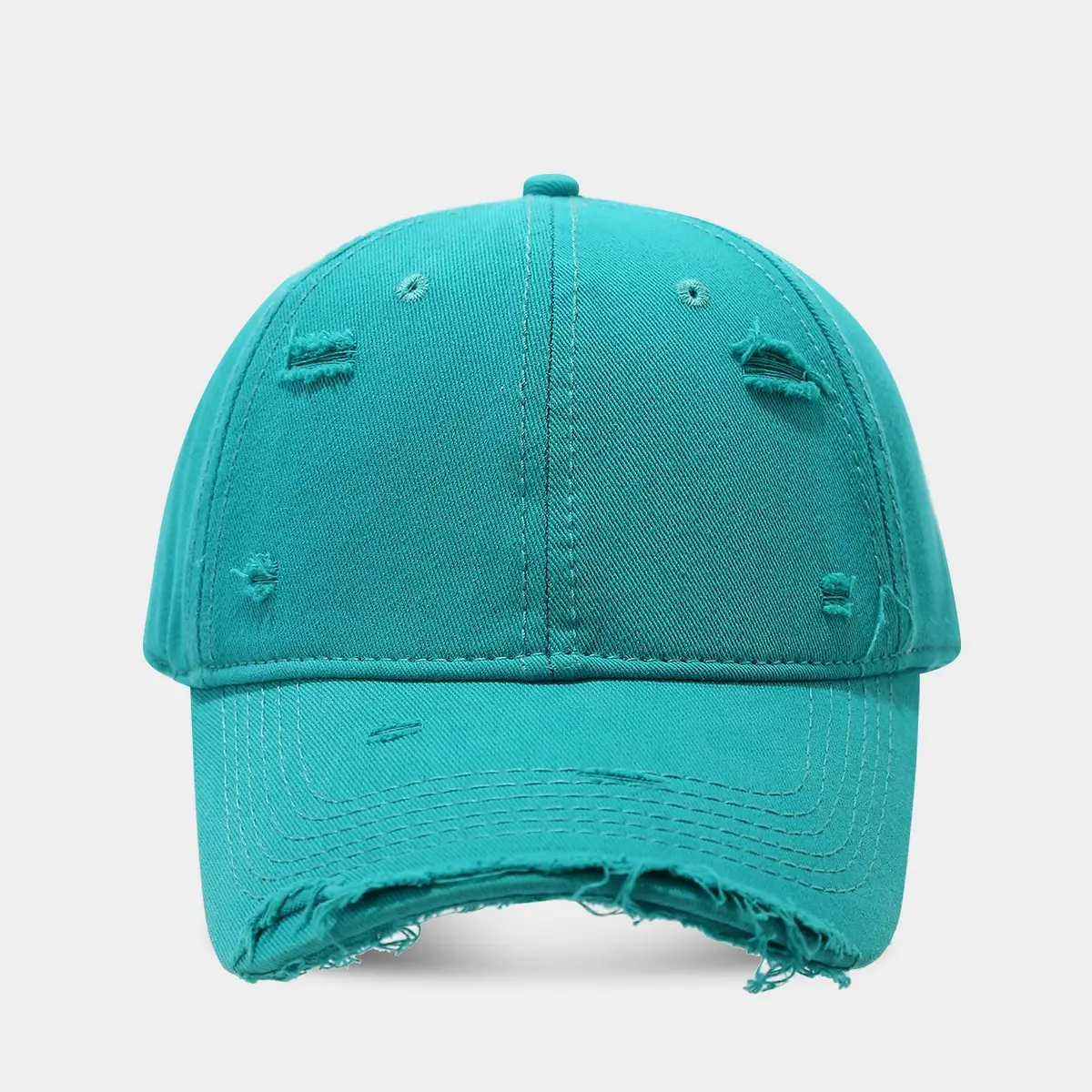 Men Women Distressed Cotton Baseball Cap Red
