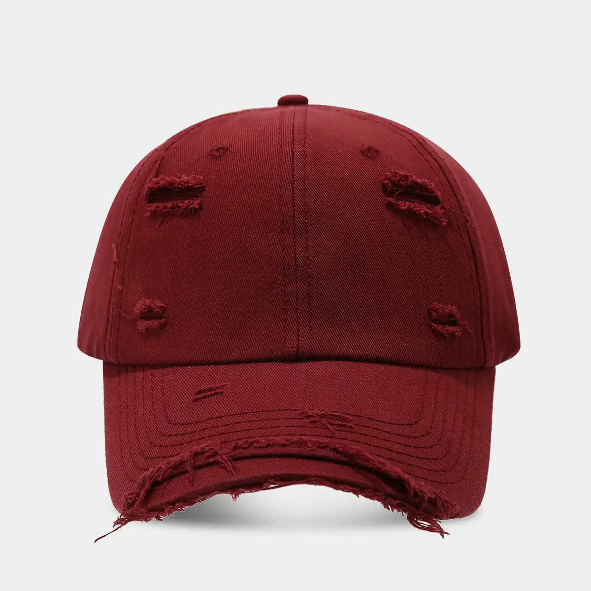 Men Women Distressed Cotton Baseball Cap Red