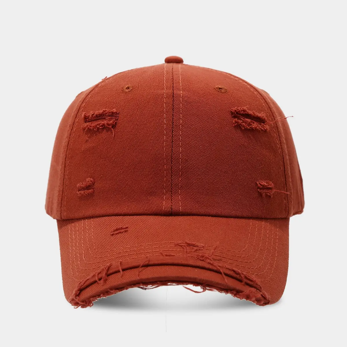 Men Women Distressed Cotton Baseball Cap Red