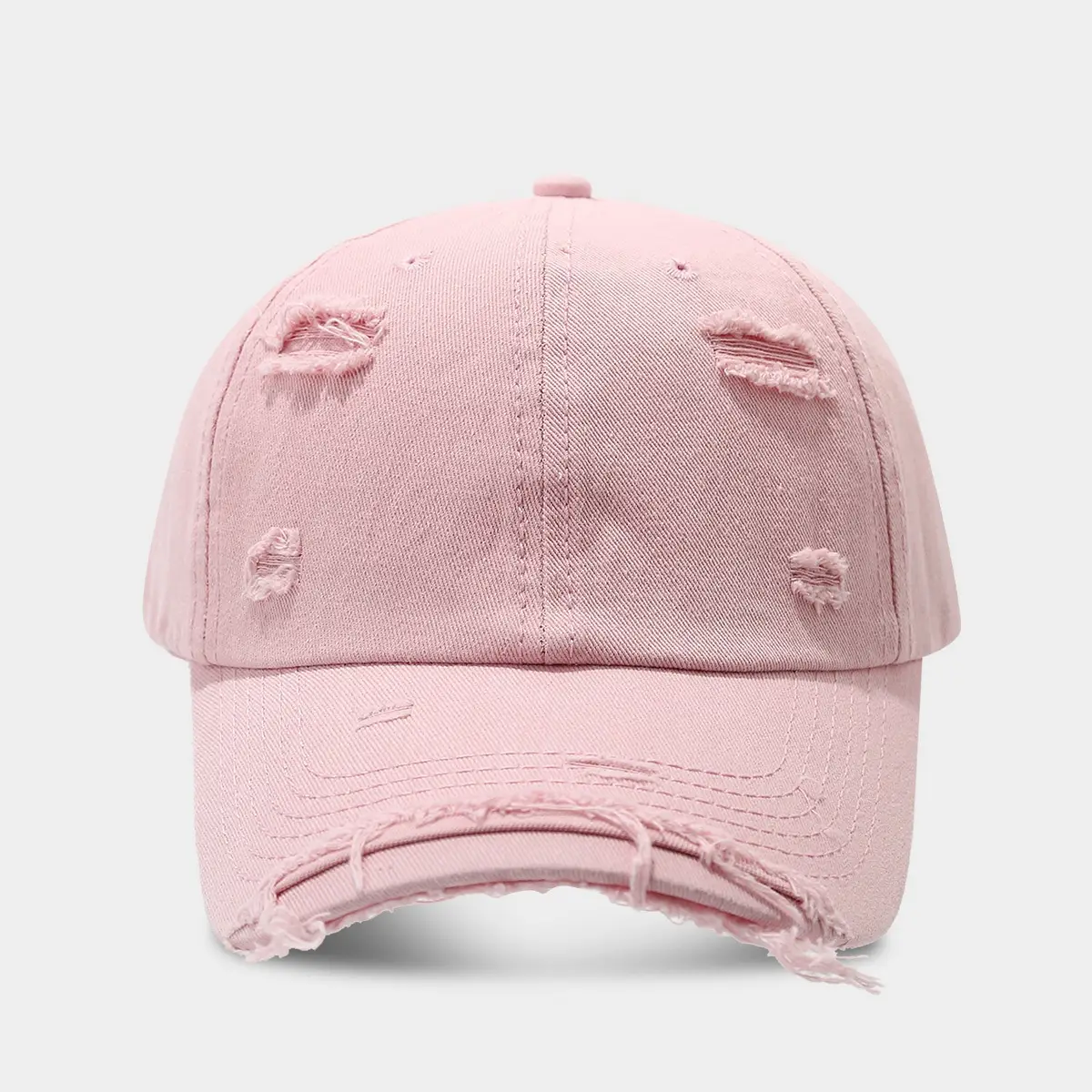 Men Women Distressed Cotton Baseball Cap Red