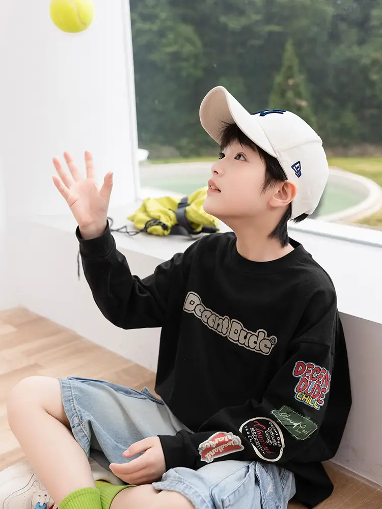 2025 Kids Long Sleeve T-Shirt Panda Round Coat Cotton Wholesale