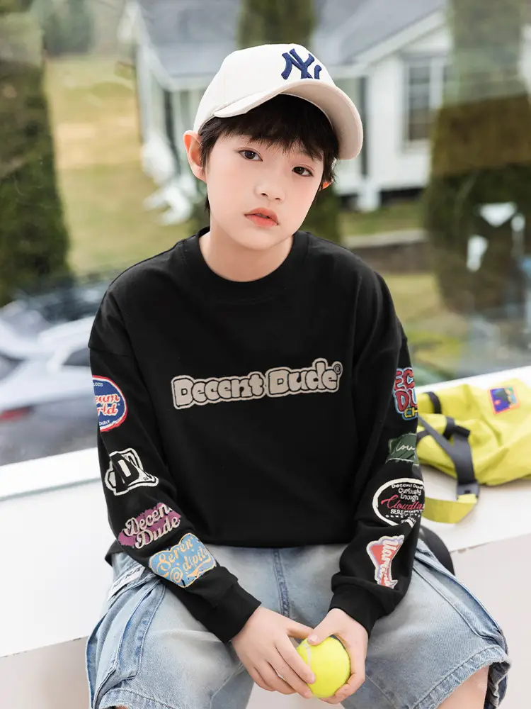 2025 Kids Long Sleeve T-Shirt Panda Round Coat Cotton Wholesale