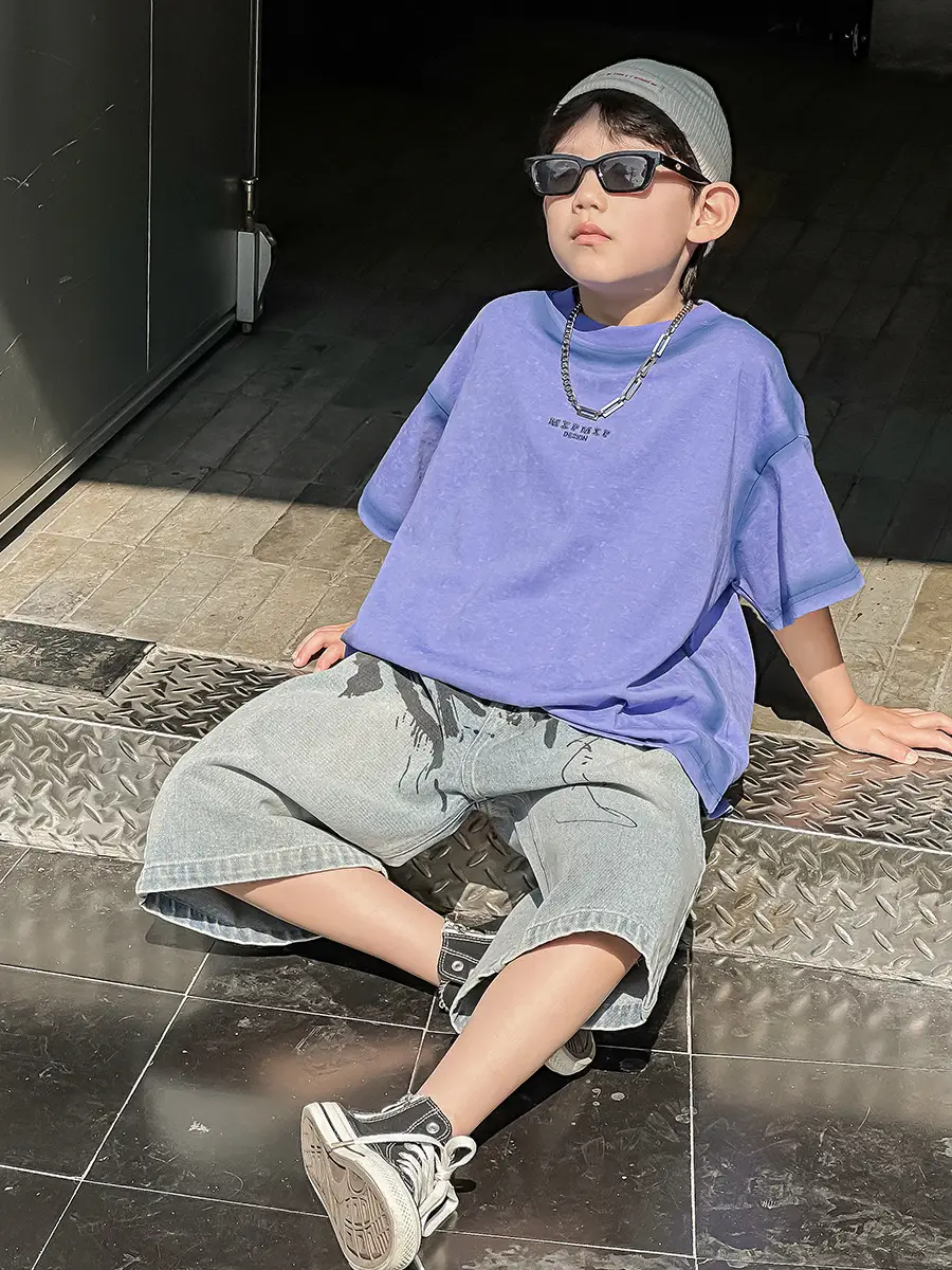 Boys Denim Shorts Korean Style 2025 Summer Wear