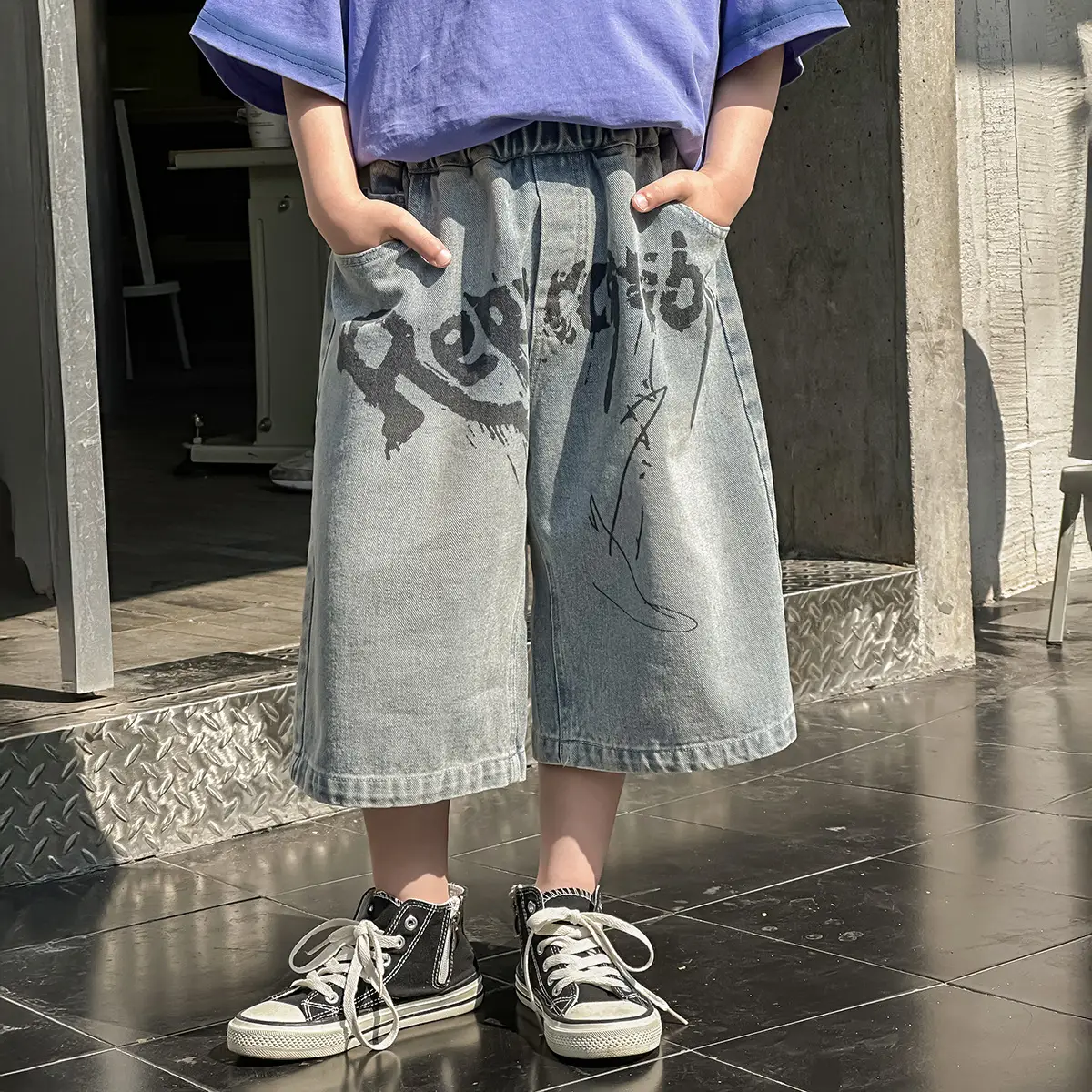 Boys Denim Shorts Korean Style 2025 Summer Wear