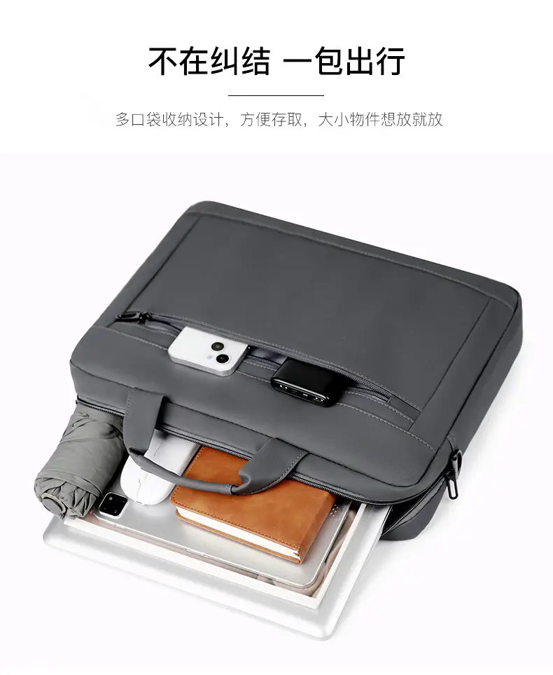 15.6 Inch Business Laptop Bag Men Shoulder Leather Film — feature 9