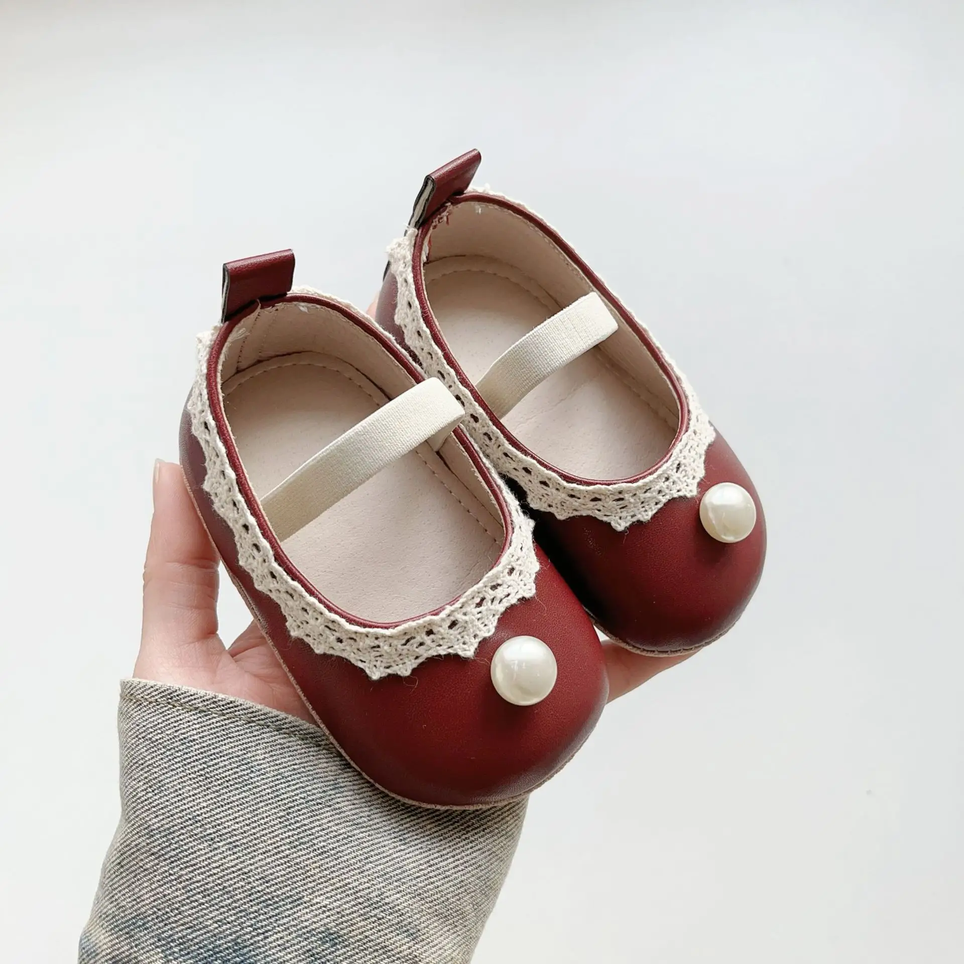 Baby Pearl Leather Mary Jane Shoes for Girls