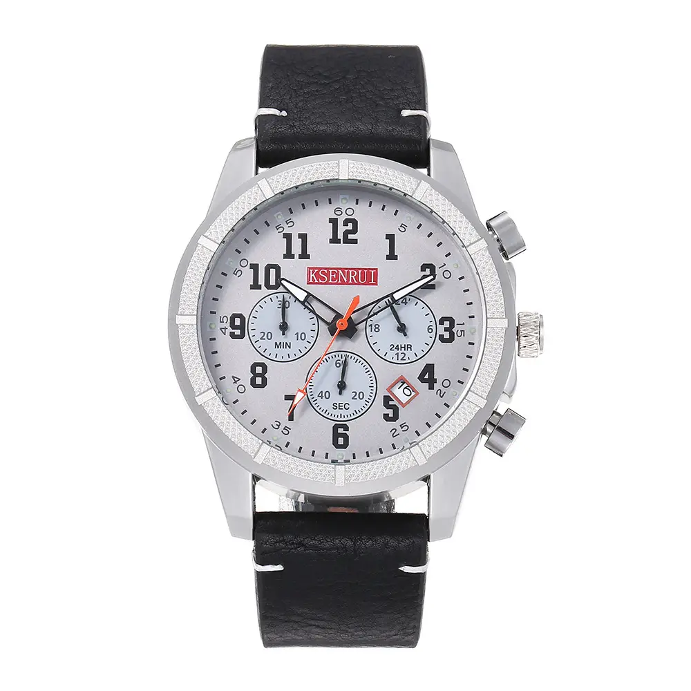 Men's Chronograph Quartz Watch Brown Leather Band - Image 6