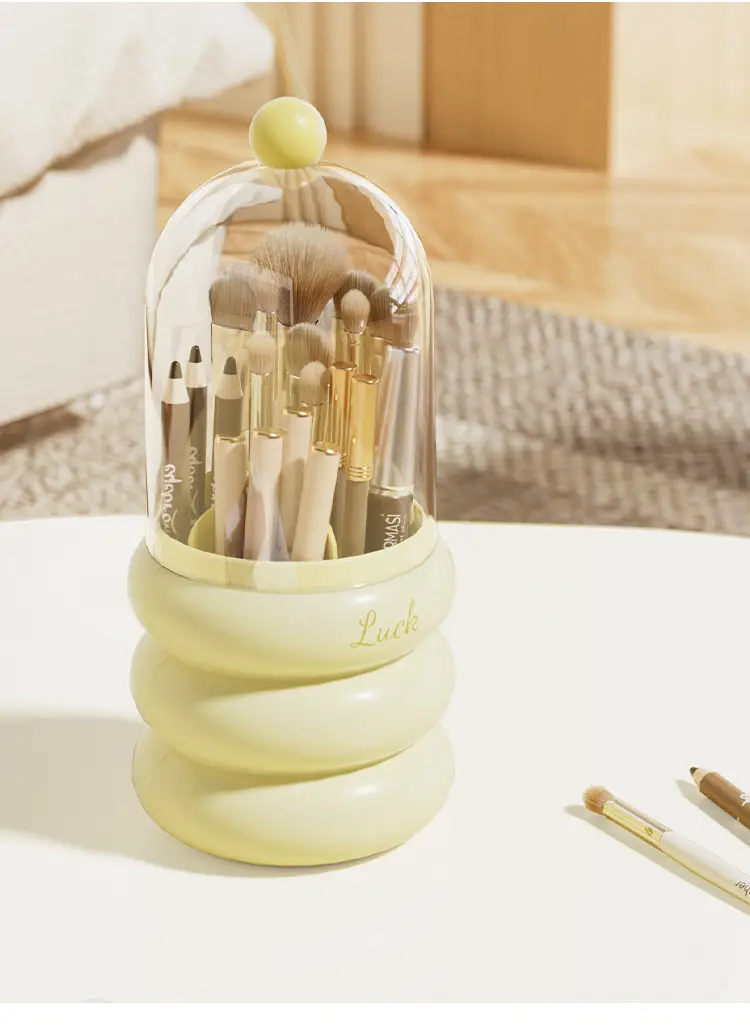 Cosmetic Brush Storage Box Pink Blue Decorative Glass Dome — feature 14