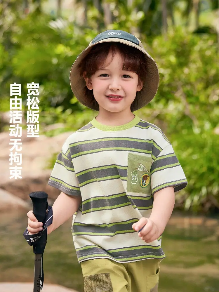 Right Euro Boys Green Striped T-Shirt Summer - Image 12