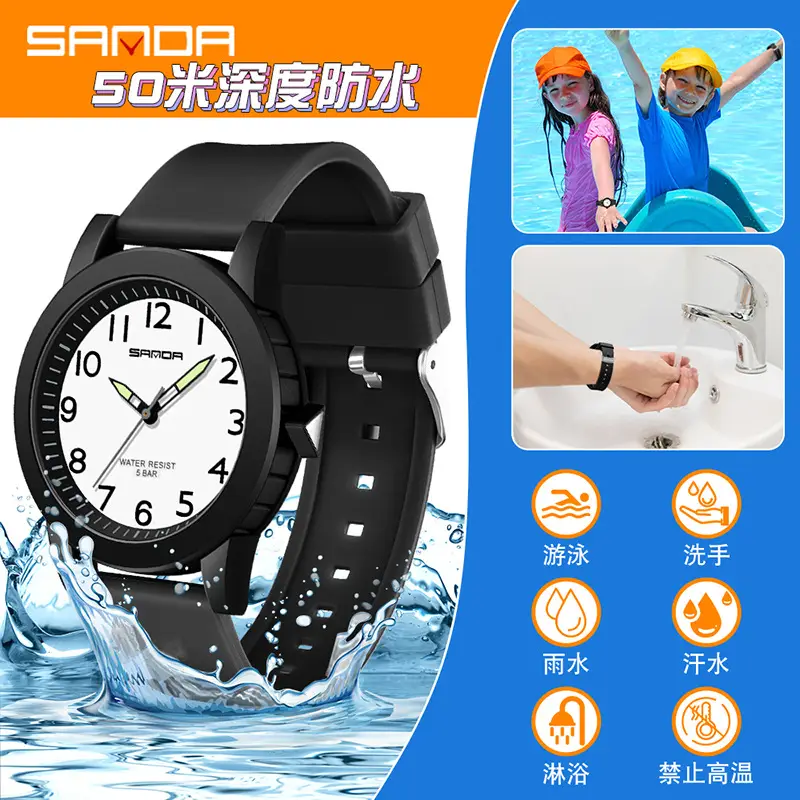 Sanda Couple Watches Blue Silicone Waterproof Quartz - Image 16