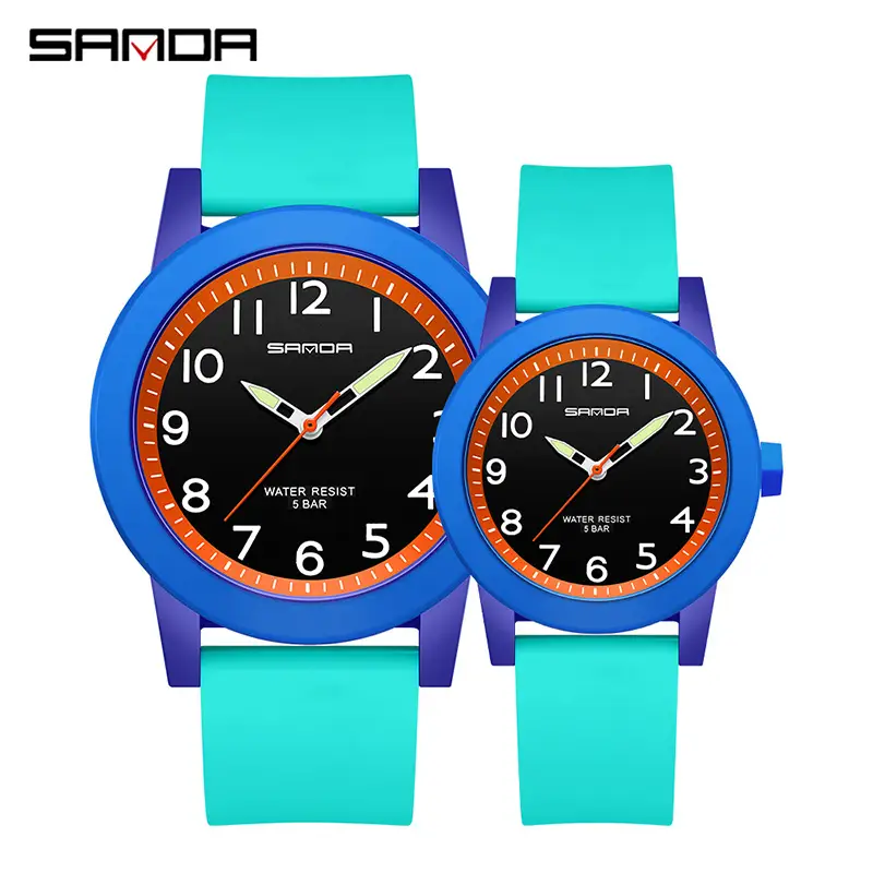 Sanda Couple Watches Blue Silicone Waterproof Quartz - Image 19