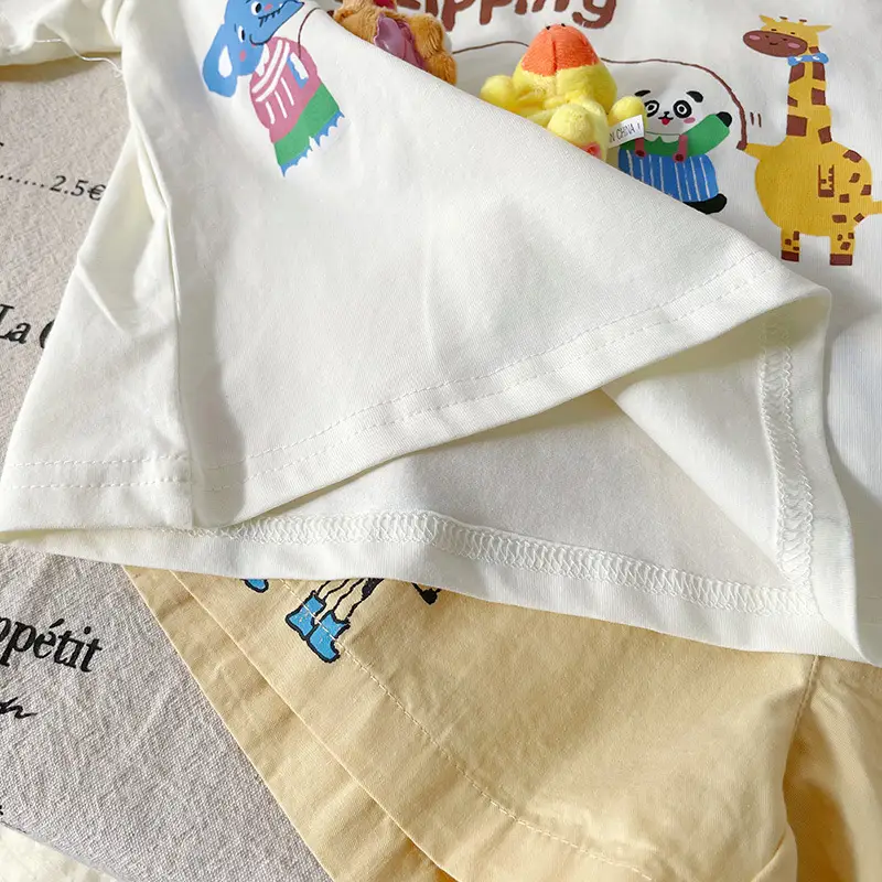 Boys 2025 Summer White T-Shirt & Pants Set