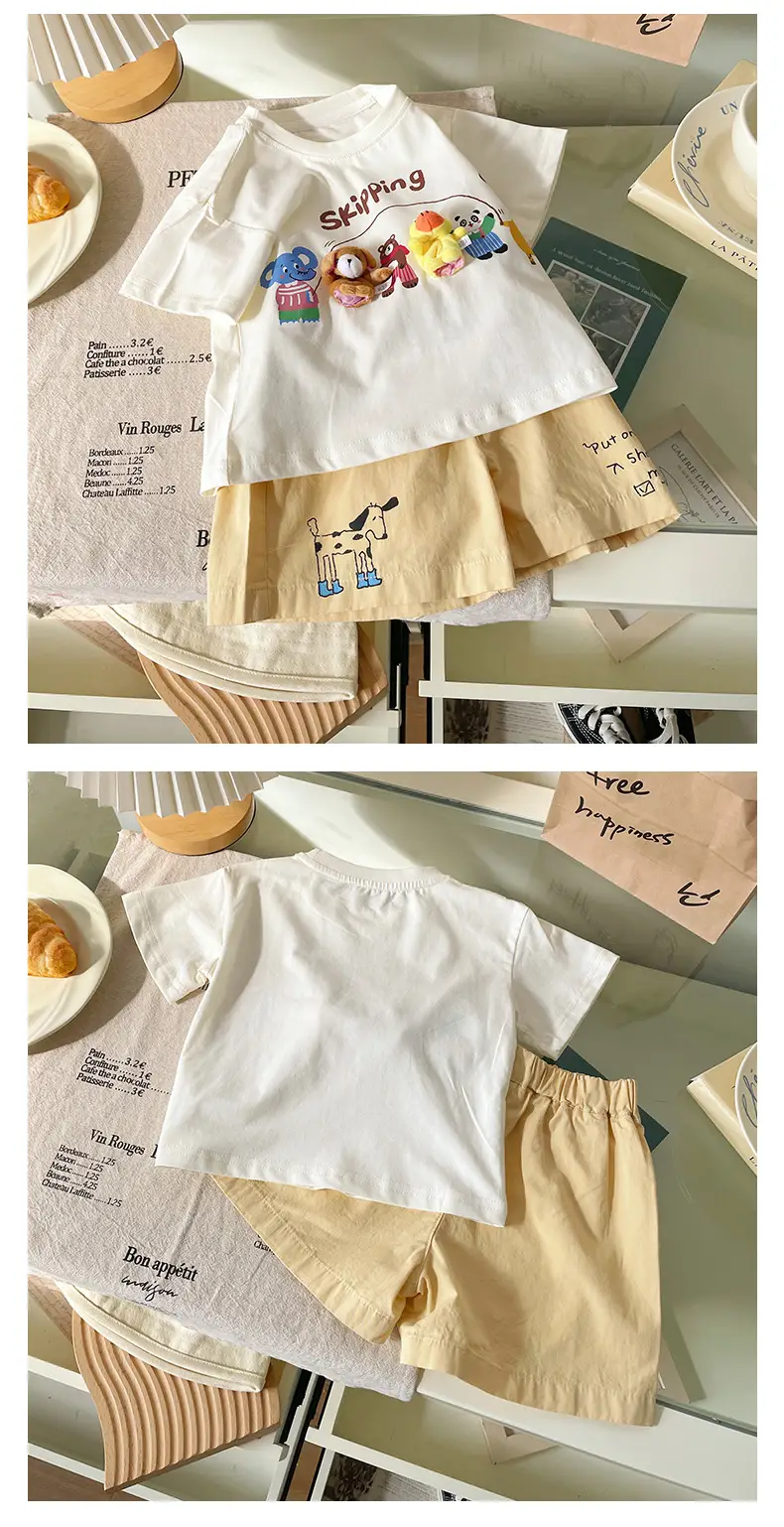 Boys 2025 Summer White T-Shirt & Pants Set — feature 7
