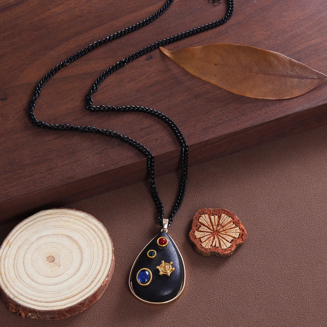 Vintage Drop Jewelry Set Black Gold Women