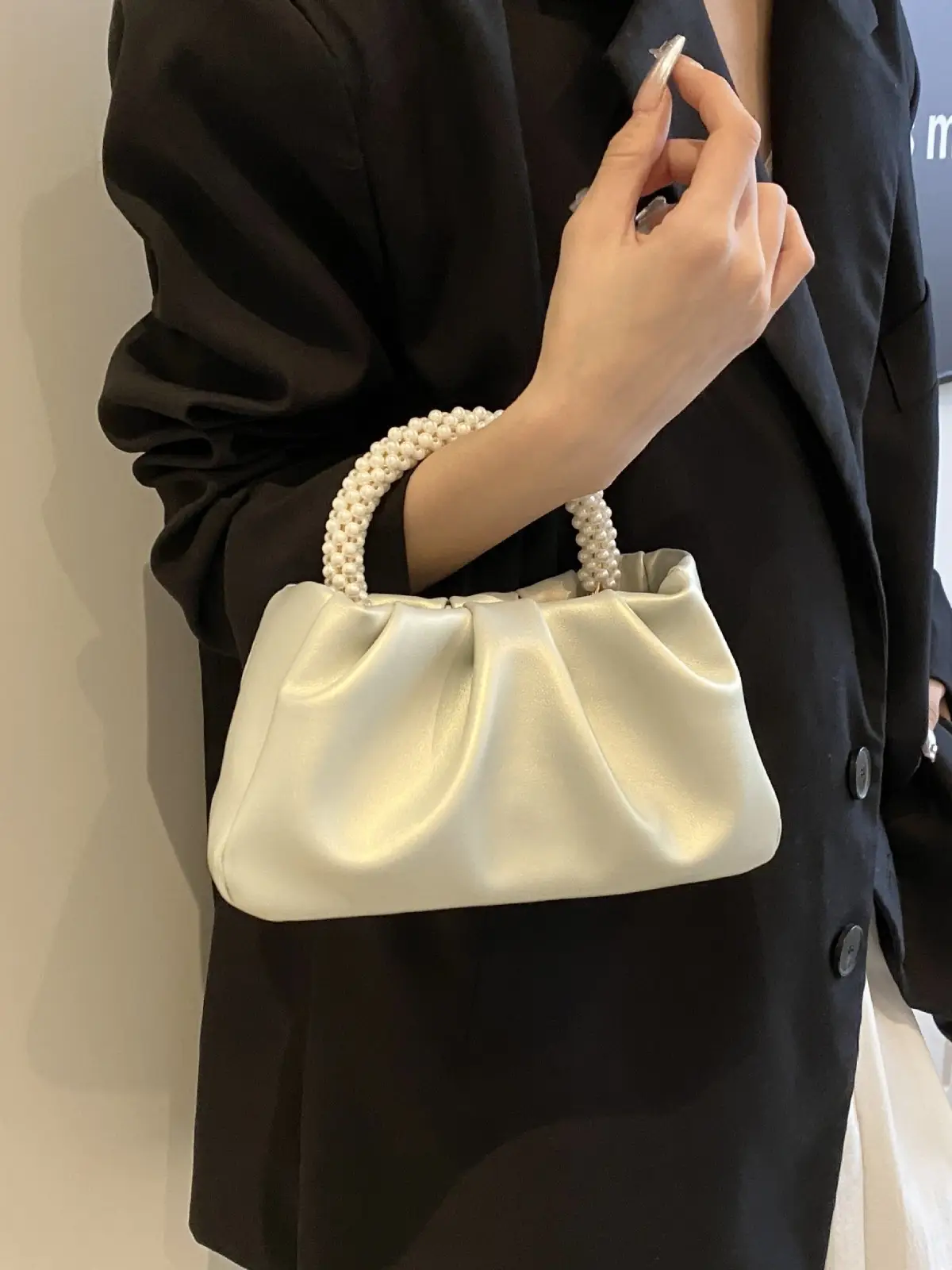 Black Pearl Strap Crossbody Bag for Women - Image 7