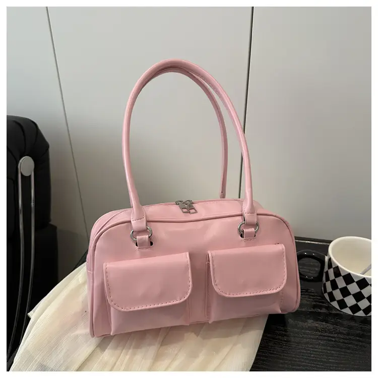 Pink Western Style Shoulder Bag with Double Pocket — feature 23