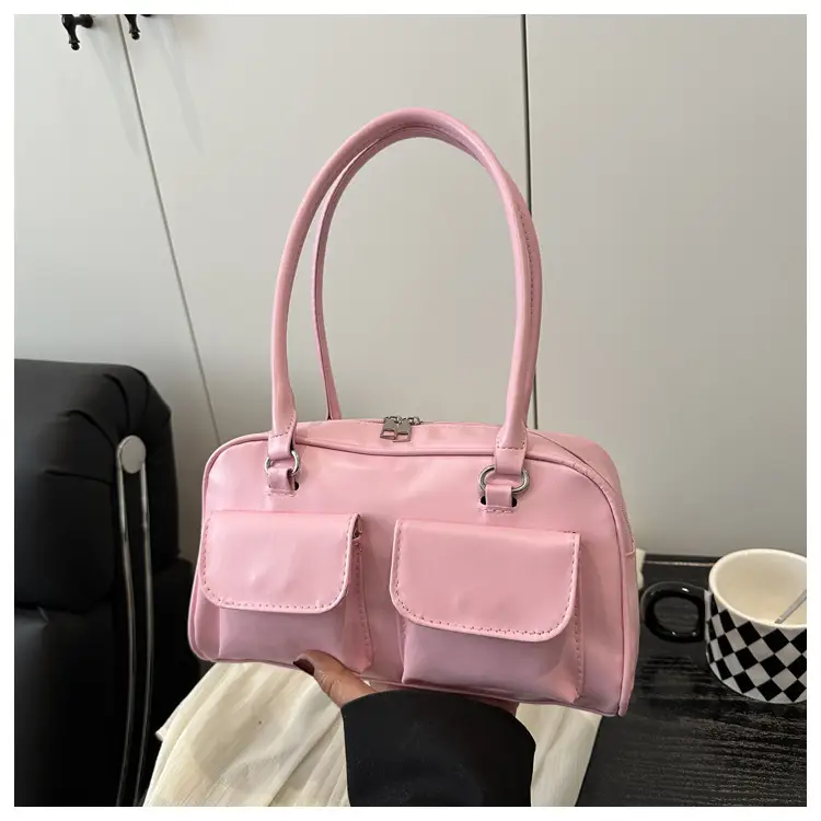 Pink Western Style Shoulder Bag with Double Pocket - Image 3