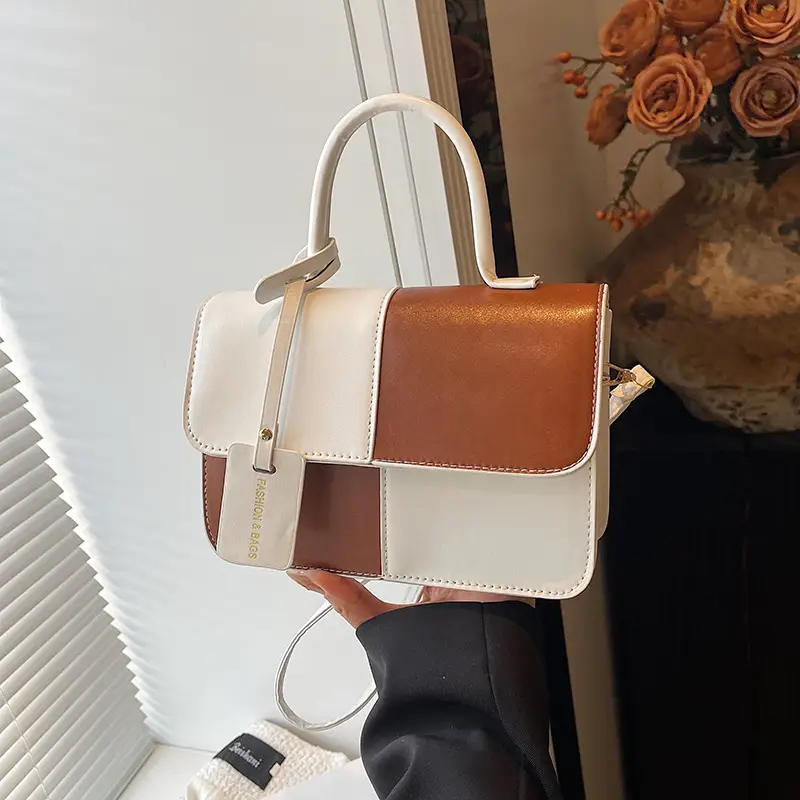 Contrast Color Stitched Square Shoulder Bag 2025