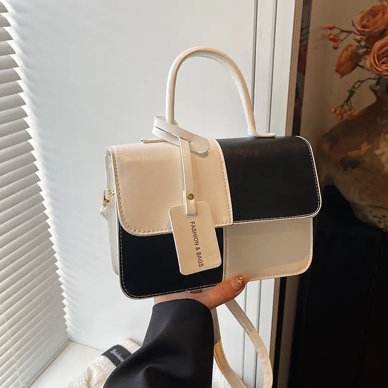 Contrast Color Stitched Square Shoulder Bag 2025