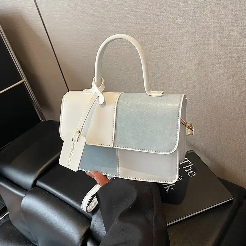 Contrast Color Stitched Square Shoulder Bag 2025