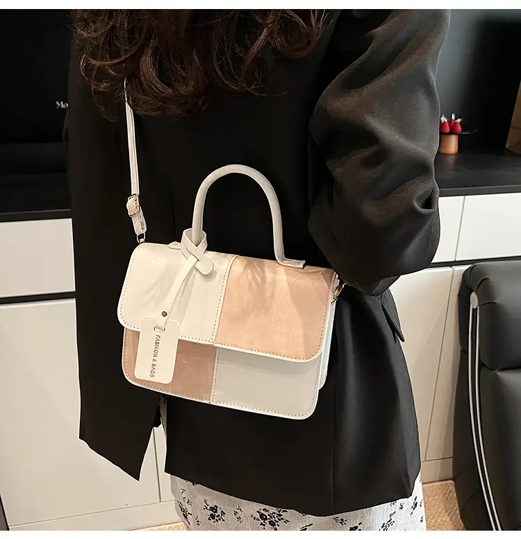 Contrast Color Stitched Square Shoulder Bag 2025 — feature 10