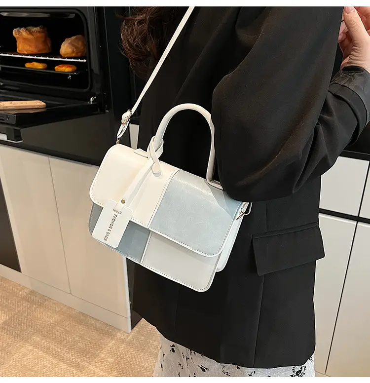 Contrast Color Stitched Square Shoulder Bag 2025 — feature 11