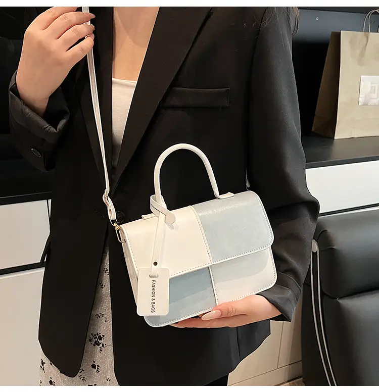 Contrast Color Stitched Square Shoulder Bag 2025 — feature 12