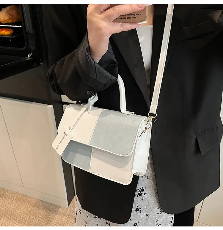 Contrast Color Stitched Square Shoulder Bag 2025 — feature 13