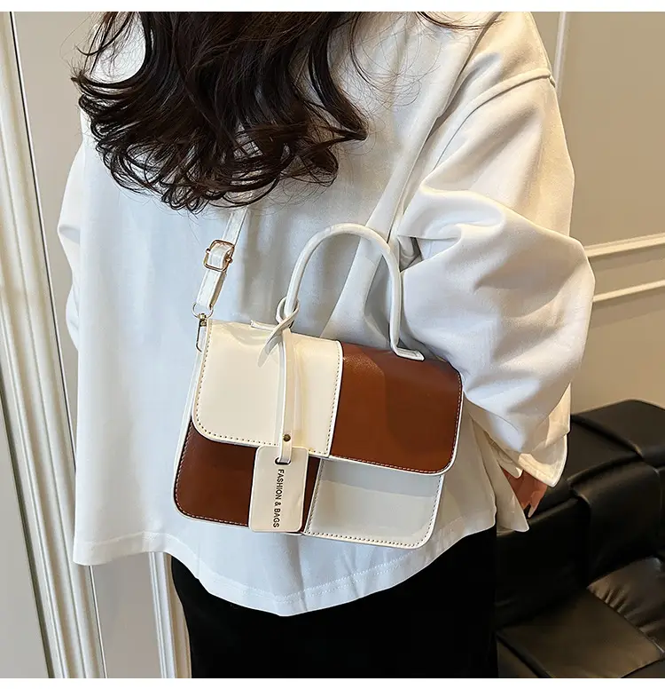 Contrast Color Stitched Square Shoulder Bag 2025 — feature 17