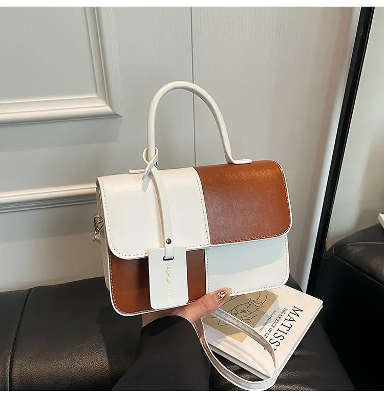 Contrast Color Stitched Square Shoulder Bag 2025 — feature 20